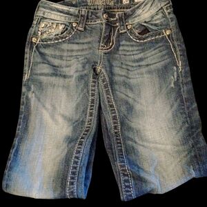 Miss Me Blue Distressed Jeans with Raw Hem